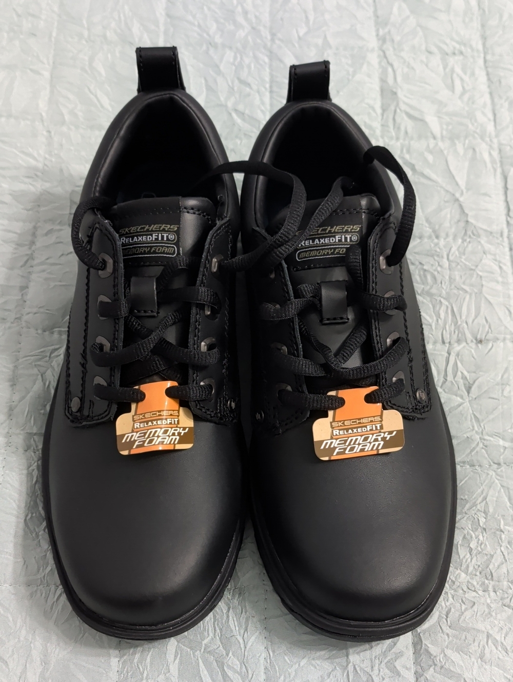 Skechers Black Lace-Up Relaxed Fit Memory Foam Oxfords